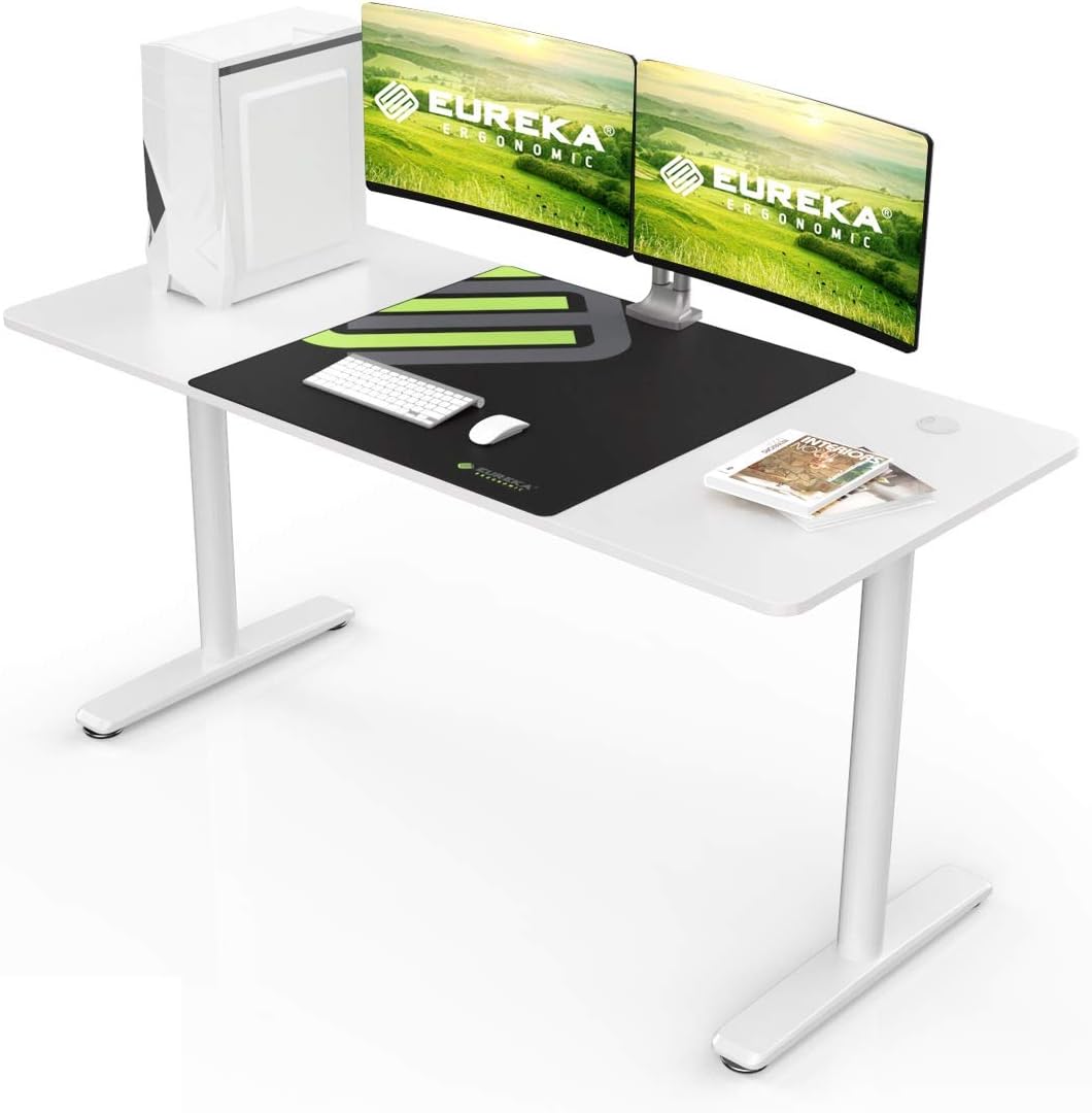 White Desk 47 with Mouse Pad Cable Management Z249