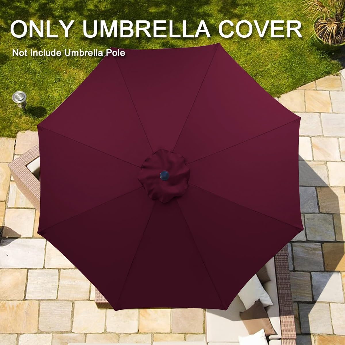Wine Red 6.5FT 6 Ribs Patio Umbrella Replacement Top Canopy Cover C24380