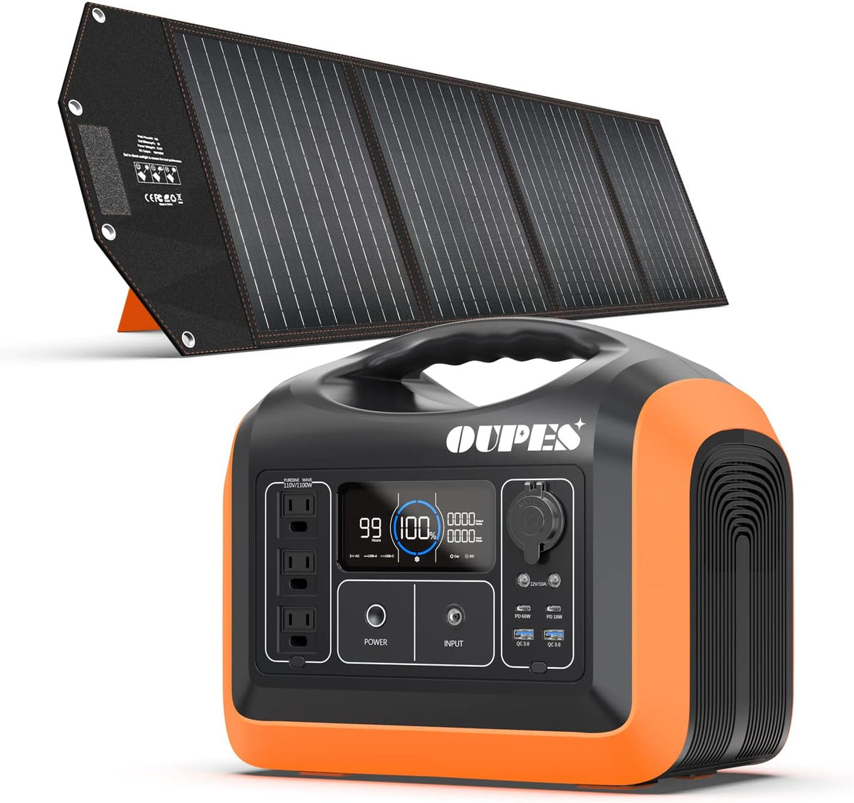 Portable Power Station 1100W, 992Wh, 310,000mAh, LiFePO4 Battery Backup Pure Sine Wave 110V AC Outlet Powerbank S30667