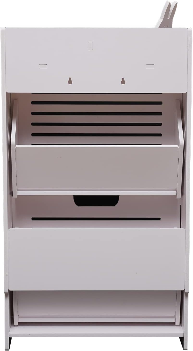 White 2 Flip Drawers Shoe Cabinet T399324