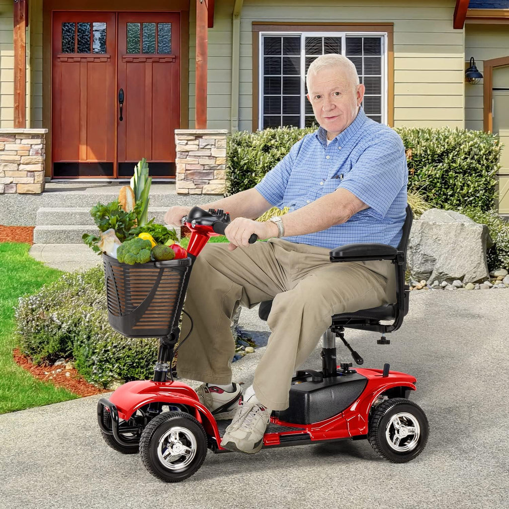 Red 4 Wheel Mobility Scooter with Basket and Extended Battery B228090