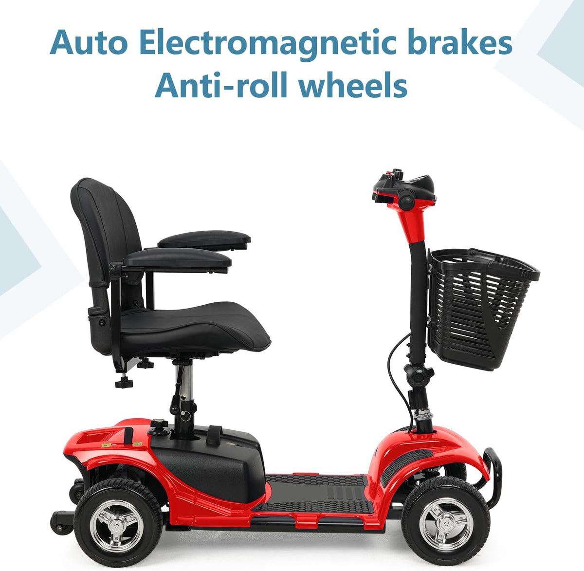 Red 4 Wheel Mobility Scooter with Basket and Extended Battery B228090