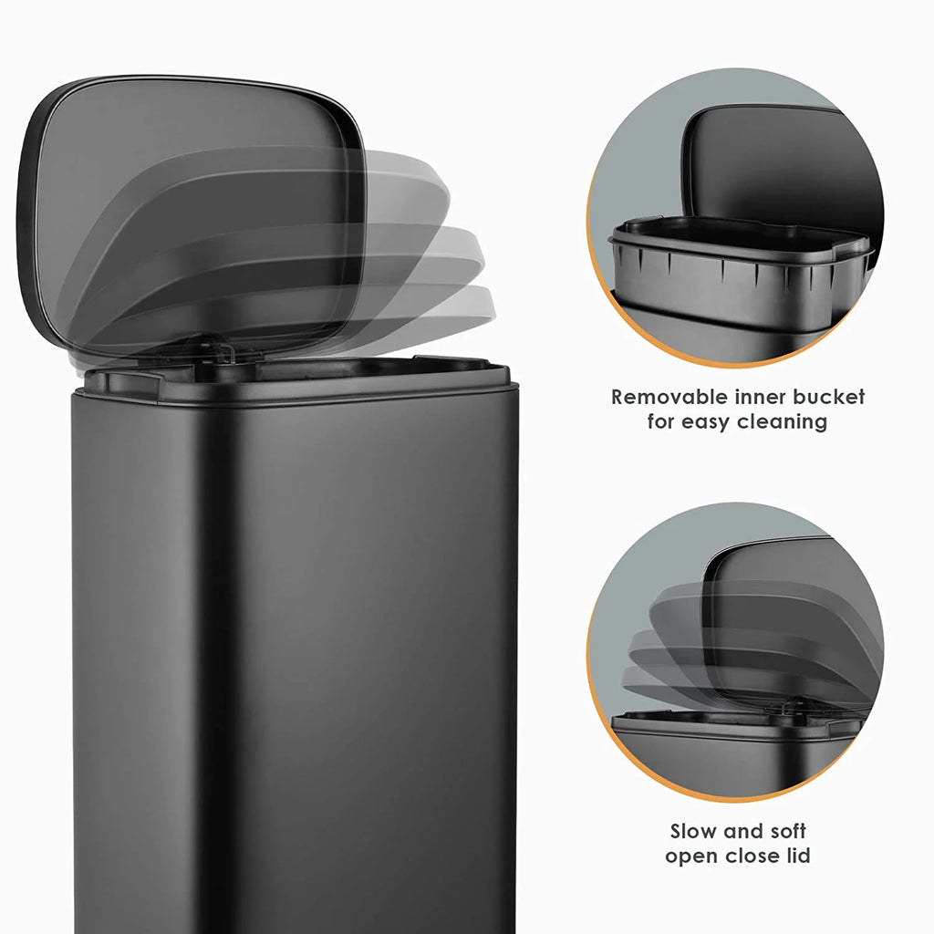 Black Stainless Steel Trash Can D13212