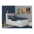 Solid Pine Bookcase Bed in Casual White C966