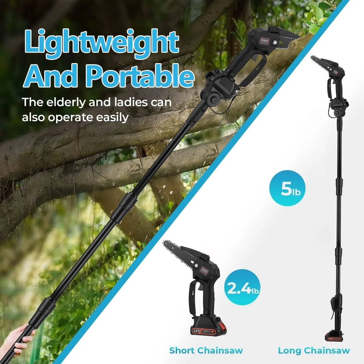 2-in-1 Cordless Pole Saw and Mini Chainsaw with 2 Batteries Z265311