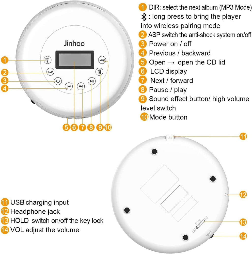 Portable CD Player with Bluetooth, LCD Display, Pack of 2 Z1988