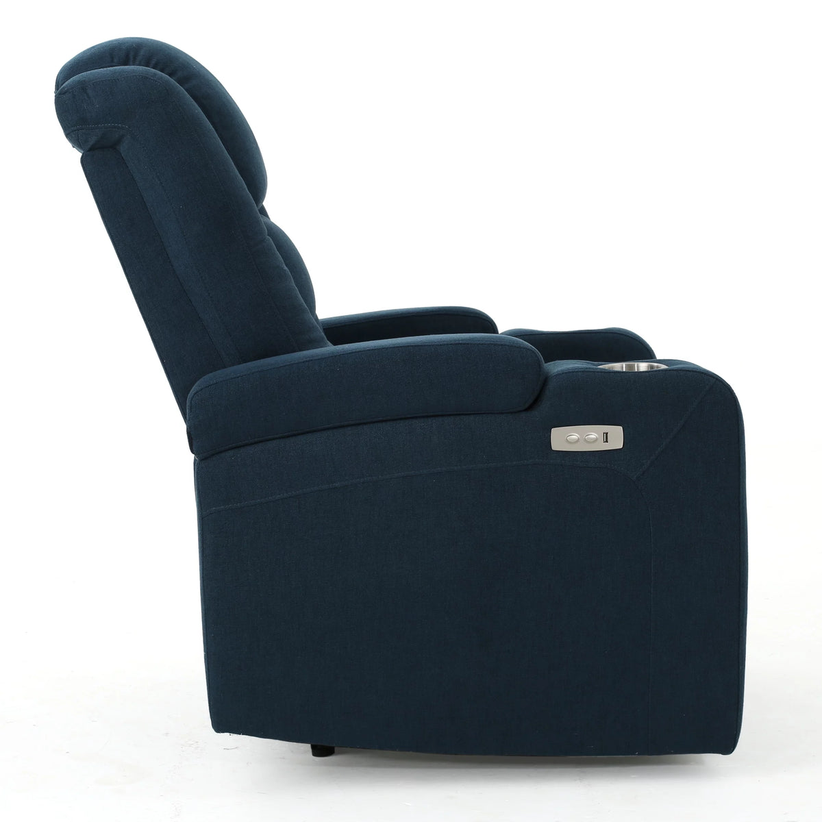 Navy Blue Tufted Fabric Power Recliner L8142