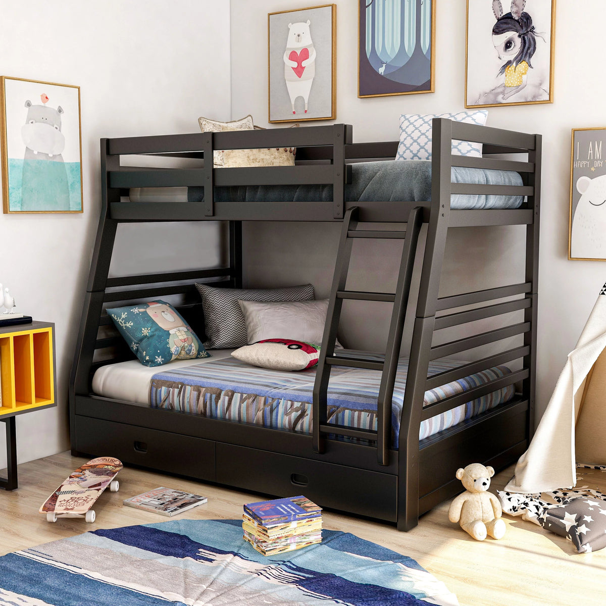 Twin over Full Solid Wood Bunk Bed Set Y196775