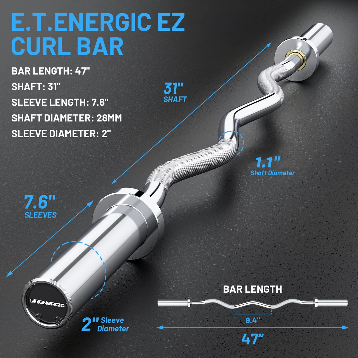 47" Olympic Curl Bar 500 lb Capacity S87768