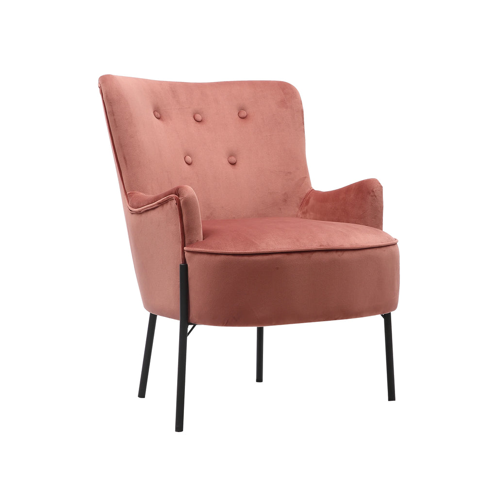 Tufted Fabric Accent Chair with Iron Legs H5520