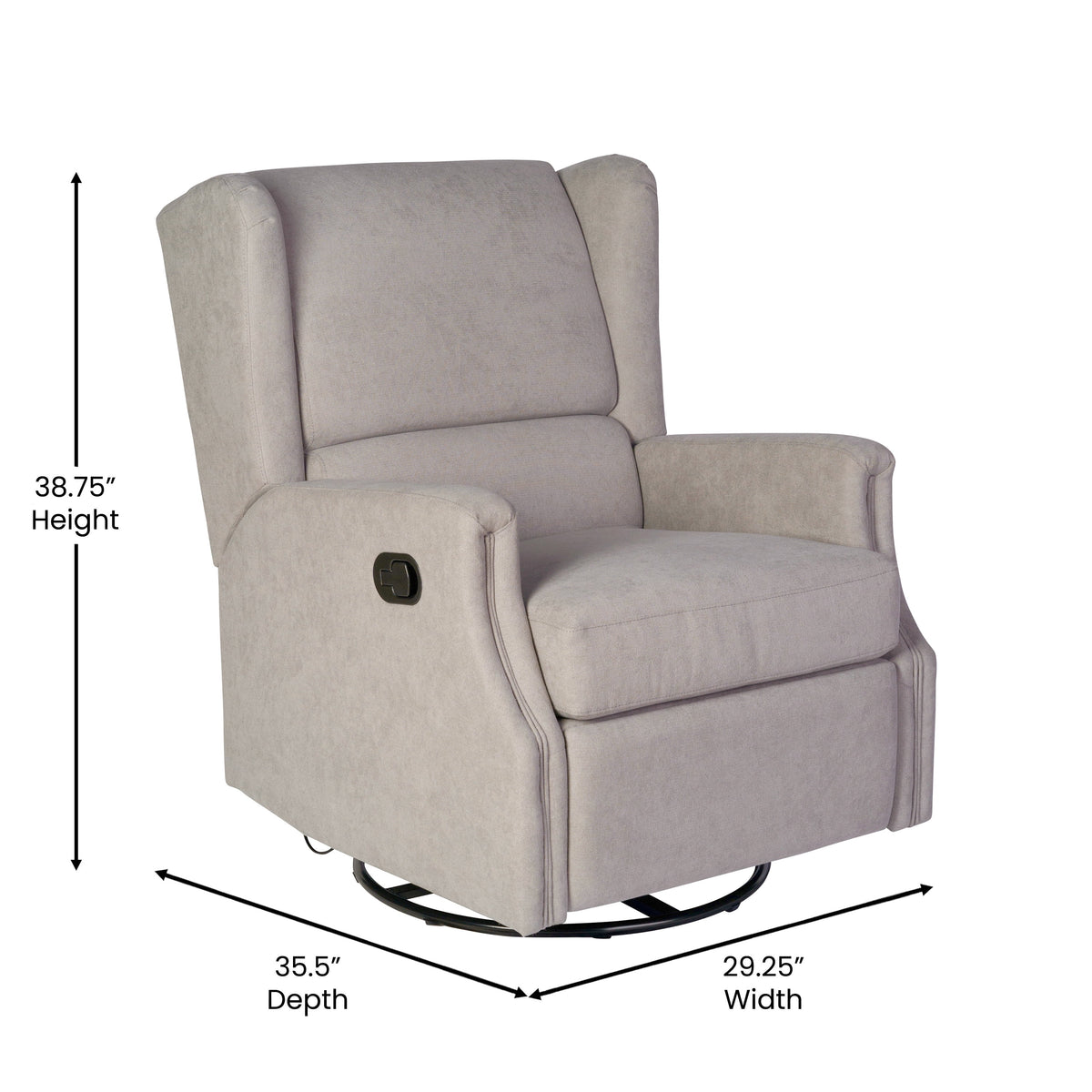 Light Gray Swivel Glider Rocker Recliner Chair O834491