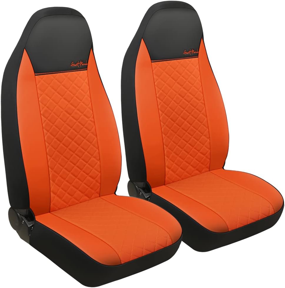 Black Faux Leather Front Seat Covers Pack of 2 L873