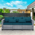 3-Seat Patio Wicker Rattan Sofa with Cushions, Gray R858