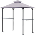 8 x 5 Ft Grill Gazebo with Steel Shelves and LED Lights X755145