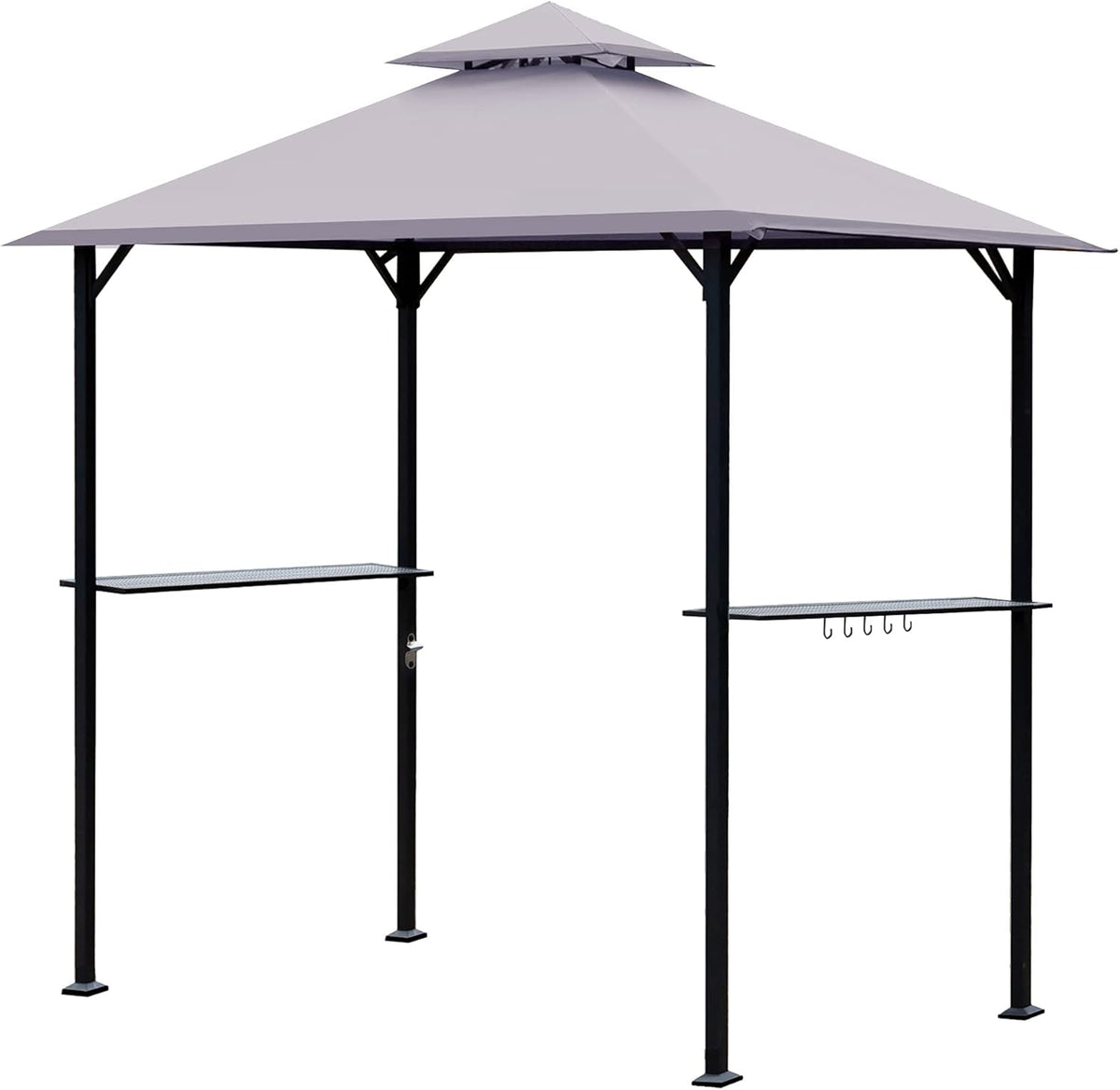 8 x 5 Ft Grill Gazebo with Steel Shelves and LED Lights X755145