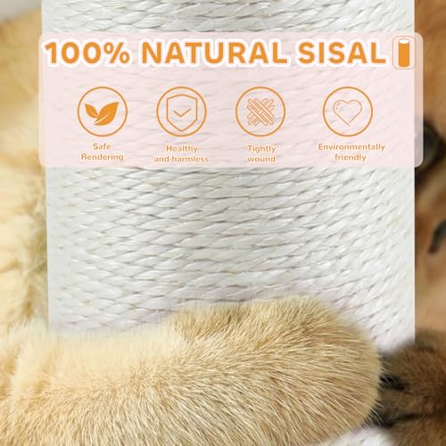 45'' Tall Sisal Rope Cat Scratching Post with Interactive Ball Toys (pink) M489