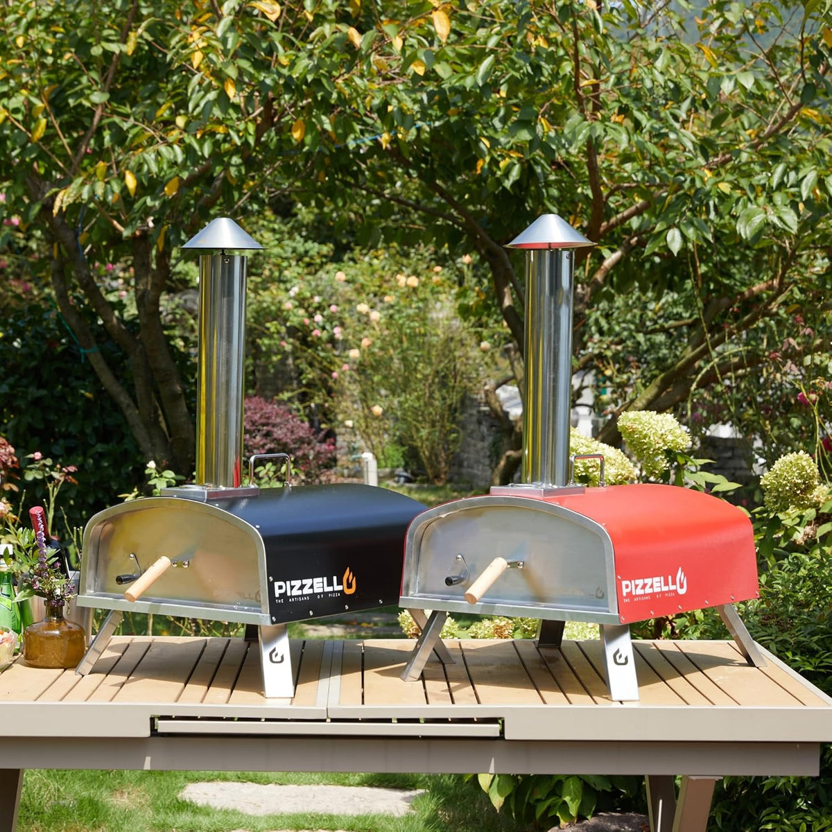 16" Multi-fuel Stainless Steel Pizza Oven with Pizza Stone, Pizza Peel, Carry Bag (Red) E430422