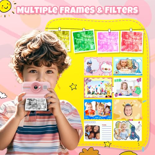 1080P HD Kids Instant Print Camera with 3 Rolls Print Paper & 32GB Card (Black) Q70614