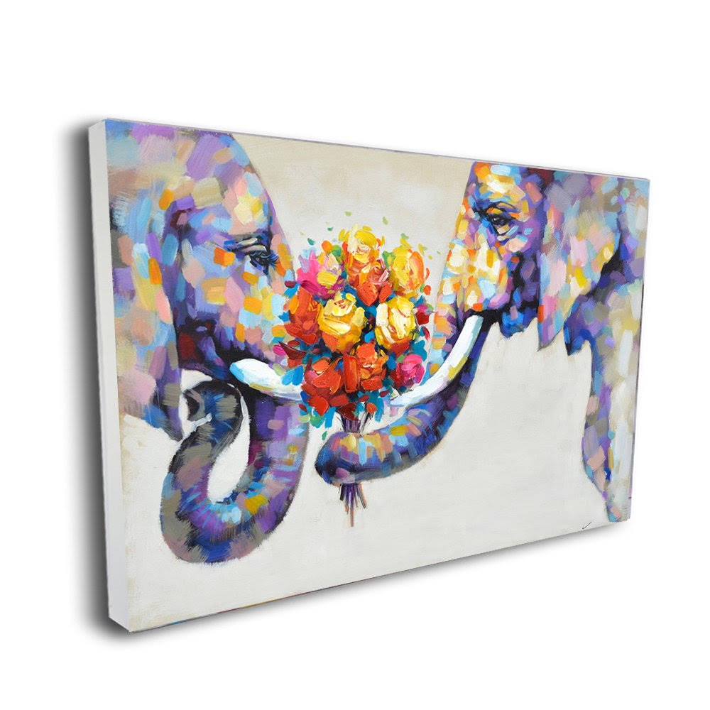 Elephant Canvas Painting Framed 36 x 24 inch O344