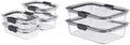 8-Piece Glass Food Storage Containers with Lids, Clear/Grey D528829