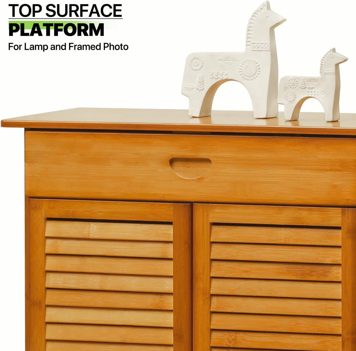 4 Tier Bamboo Shoe Storage Cabinet with Drawer & Shutter Door (Brown) X74257