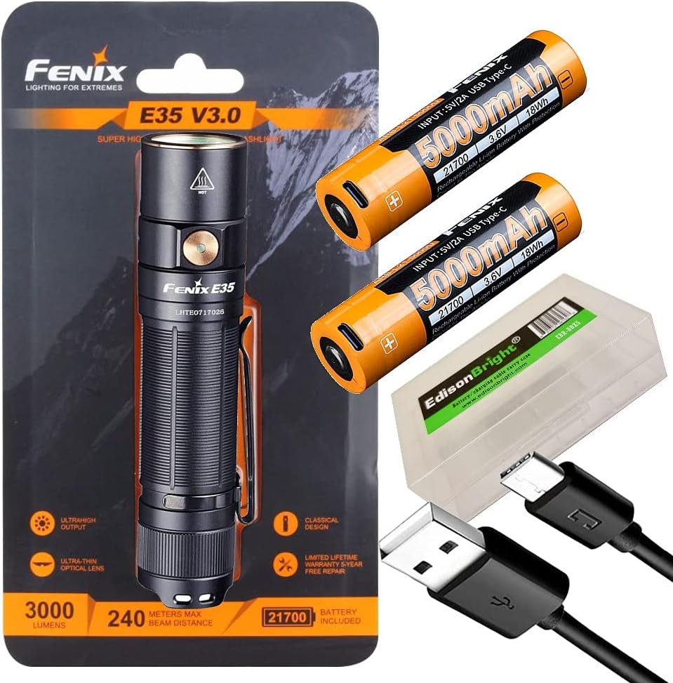 3000 Lumen LED Flashlight with 2 X 5000mAh USB-C Rechargeable Batteries A928