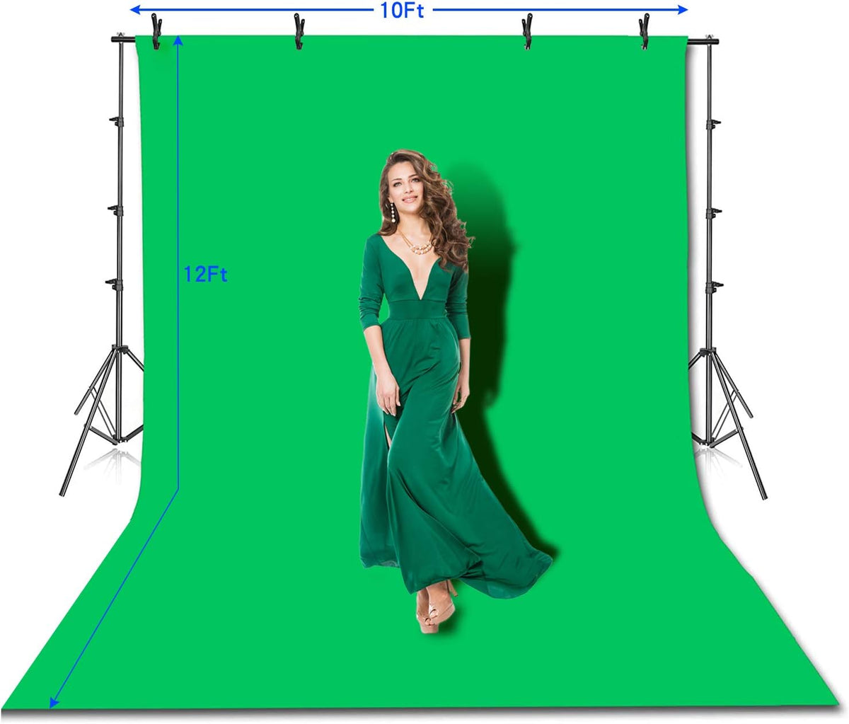 10 x 12ft Cotton Green Screen Backdrop with Stand and Carry Bag D681990