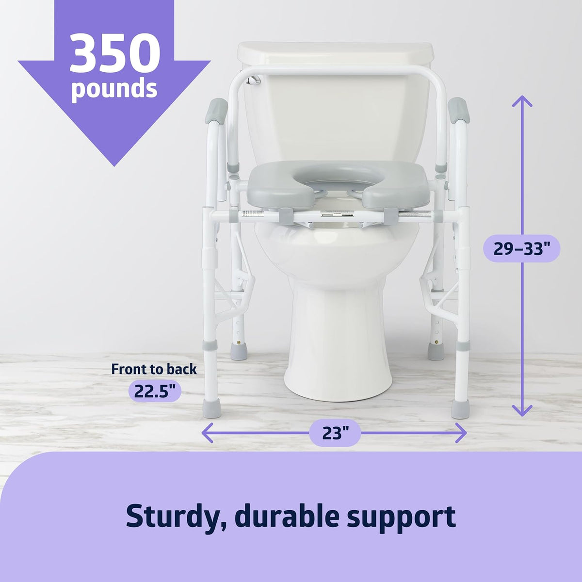 Drop Arm Commode Chair with Padded Seat, 350 lb. Weight Capacity X839