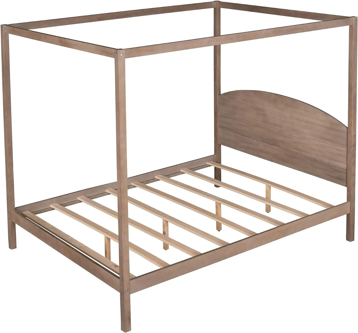 Brown Wash Queen Size 4-Post Canopy Bed Frame B6640
