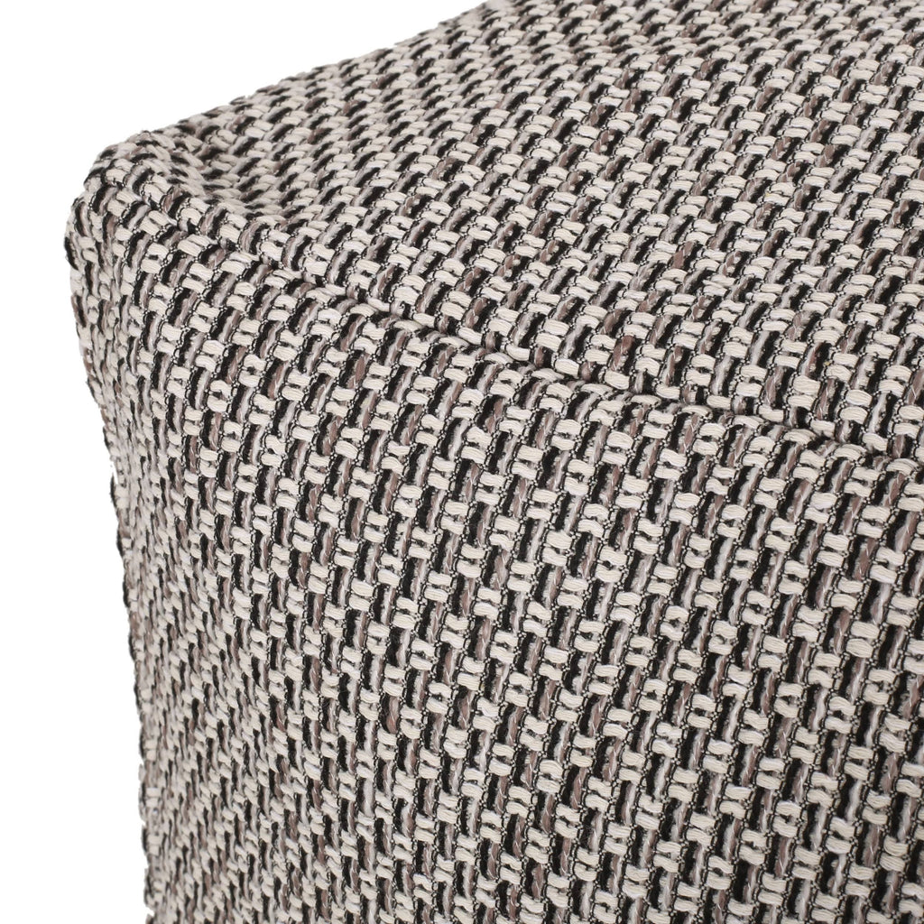 Brown Yellow Fabric Cube Pouf O7159