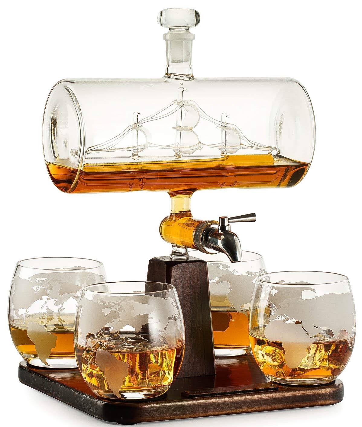 Whiskey Decanter Set with 4 Globe Glasses R577191