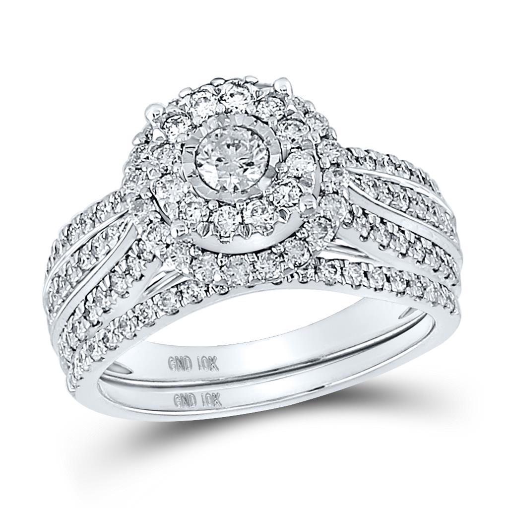 10k White Gold Round Diamond Bridal Wedding Ring Set 1-1/4 Cttw J87756