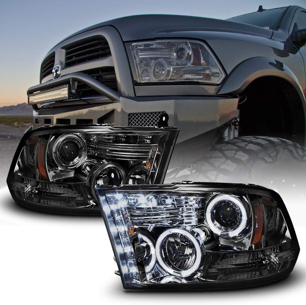 Black Smoked LED Projector Headlights Assembly R564