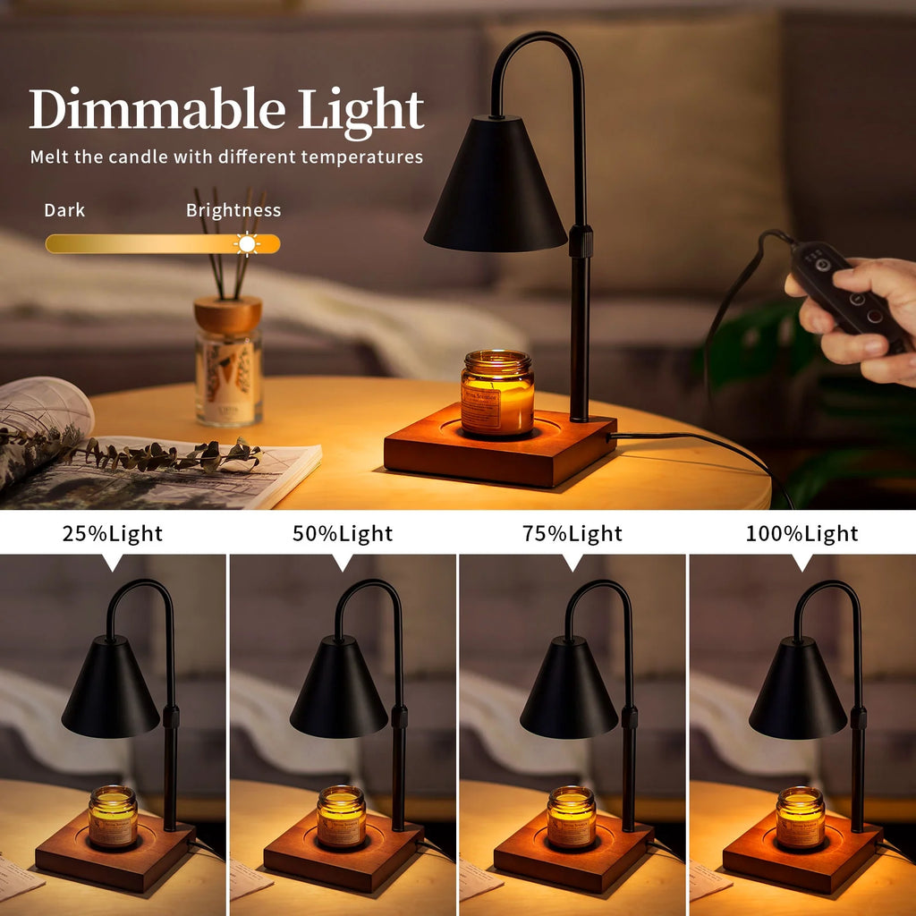 Black Walnut Electric Candle Warmer with Adjustable Height Dimmable Light 2 Bulbs Z869985