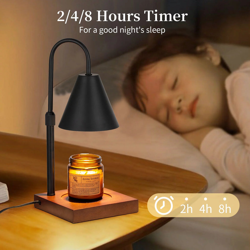 Black Walnut Electric Candle Warmer with Adjustable Height Dimmable Light 2 Bulbs Z869985