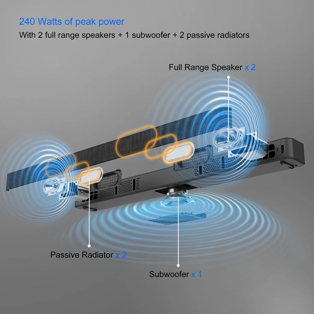 2.1 Soundbar System with 2 Speakers and Built-in Subwoofer, 36 Z835