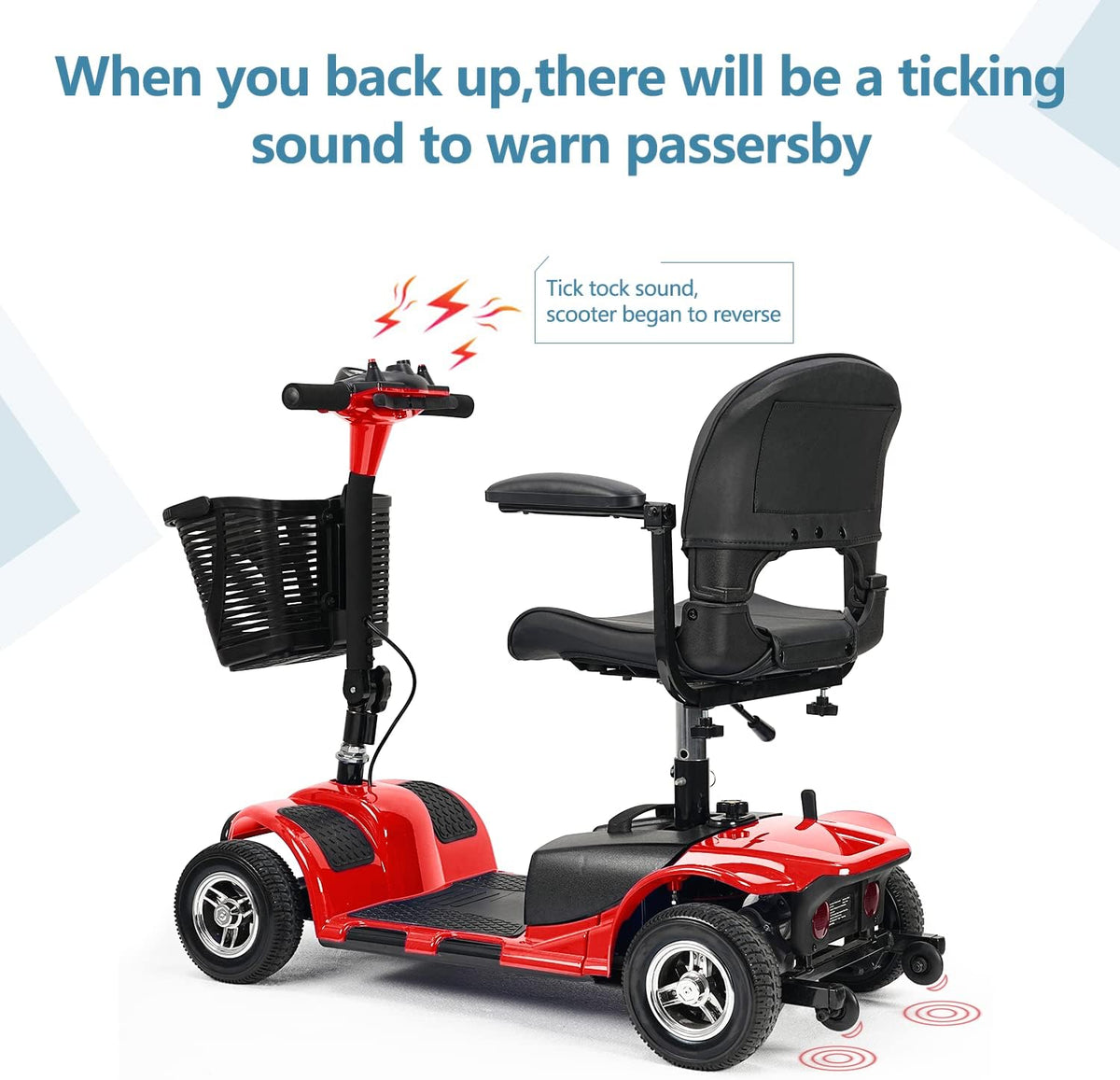 Red 4 Wheel Mobility Scooter with Basket and Extended Battery B228090