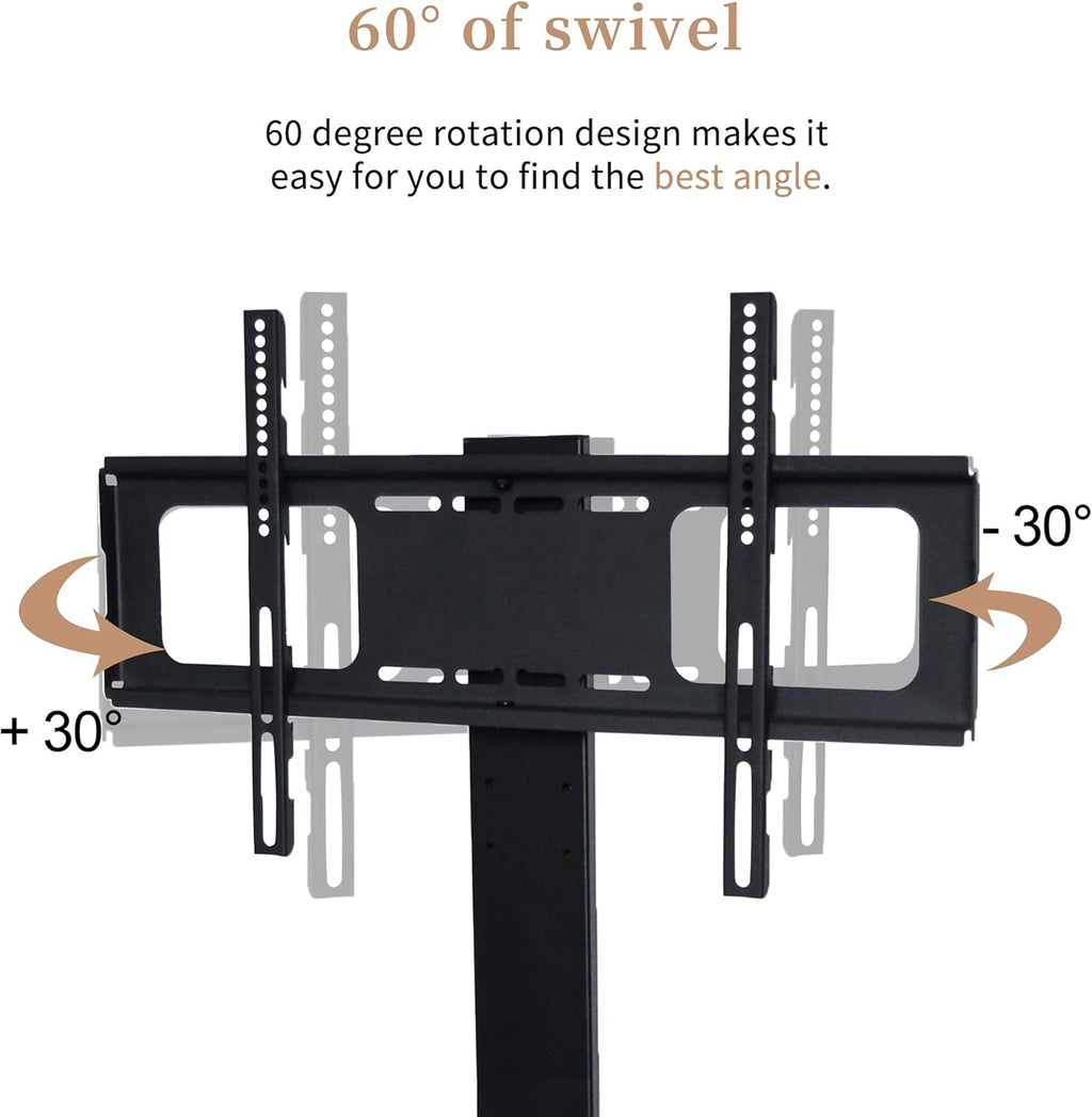 Angle and Height Adjustable Swivel TV Stand with Shelves D662
