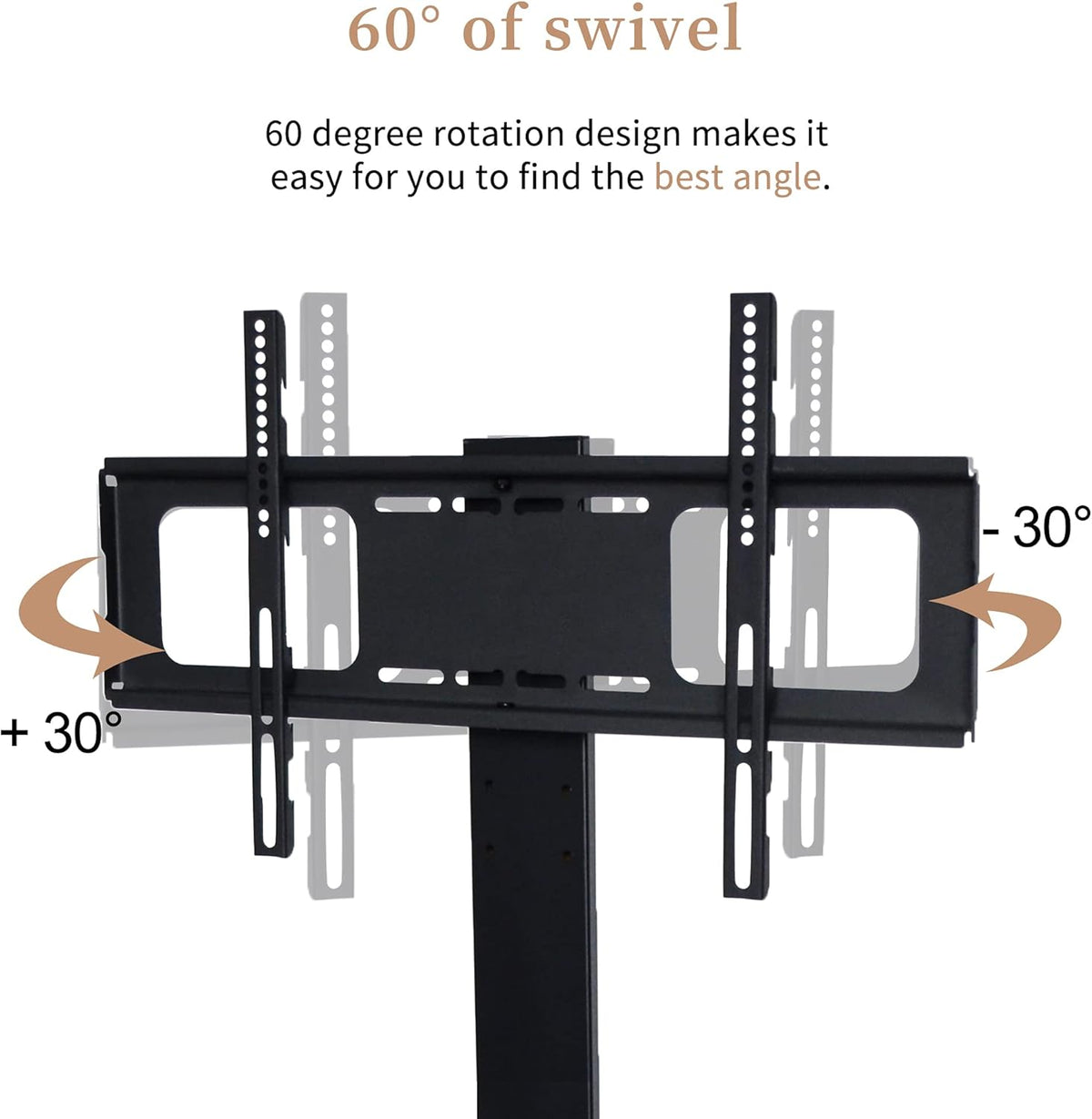 Angle and Height Adjustable Swivel TV Stand with Shelves D662