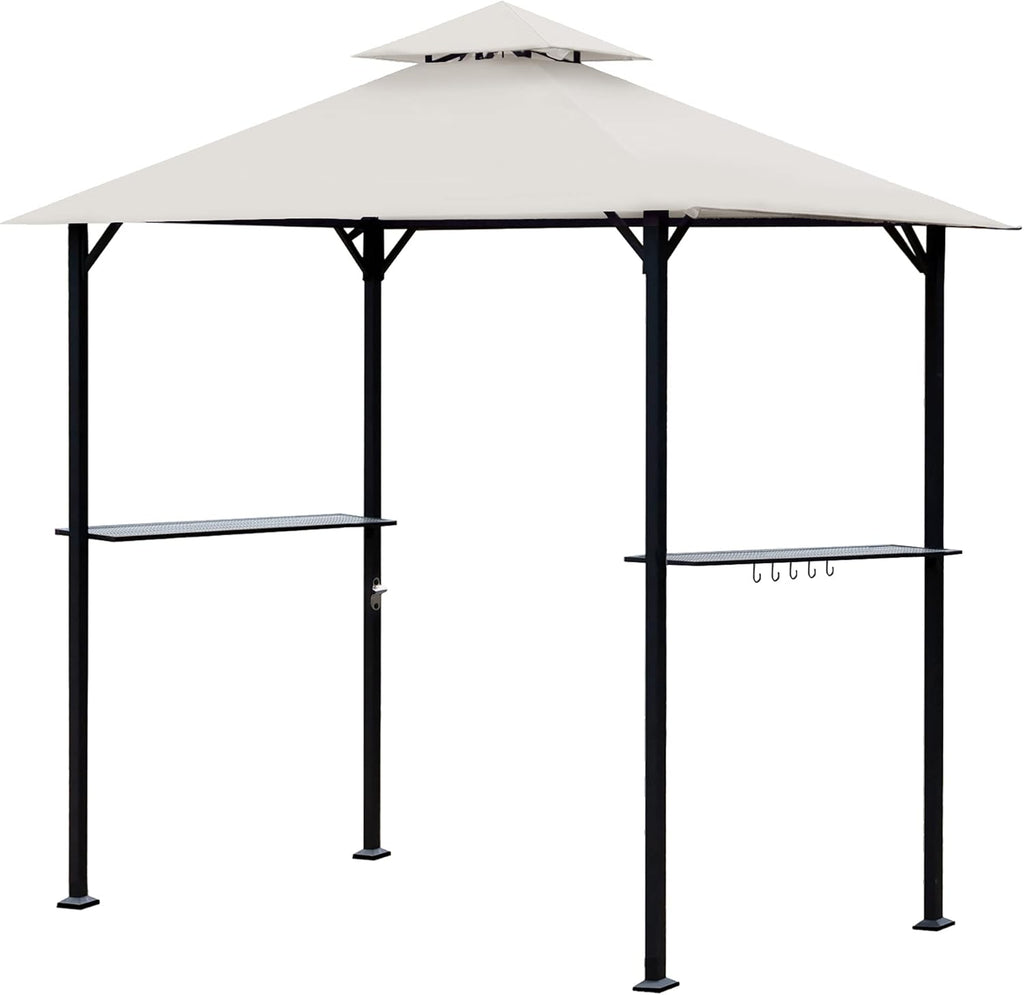 8 x 5 Ft Grill Gazebo with Steel Shelves and LED Lights X755145