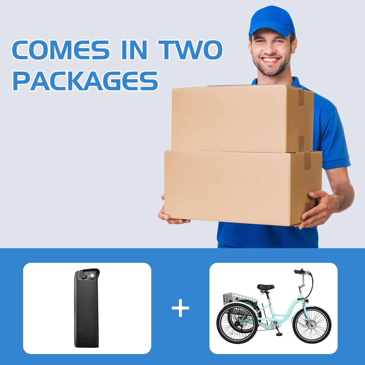 3 Wheel Electric Tricycle with Removable Lithium Battery J1847