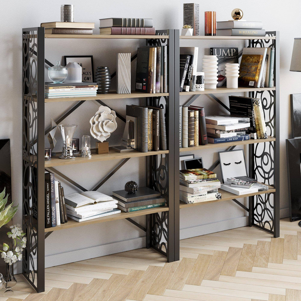 White Metal Wood Bookcase R3051