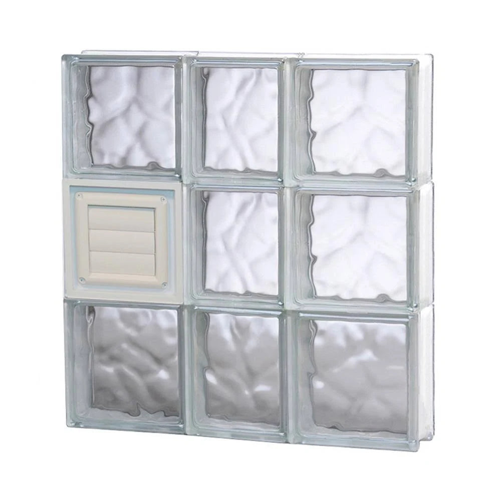 Wavy Pattern Frameless Replacement Glass Block Window 22-in x 24-in X9571