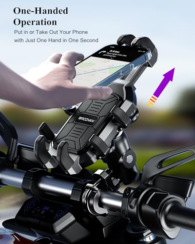 Motorcycle Phone Holder with Vibration Dampener, Adjustable Handlebar Cradle Fit 5.4''-7.2'' Smartphone R4746