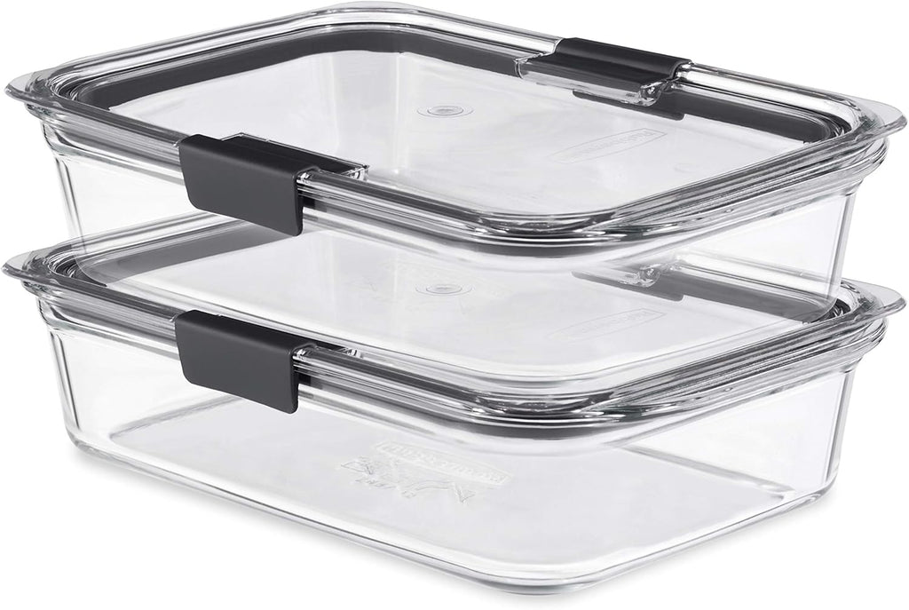 8-Piece Glass Food Storage Containers with Lids, Clear/Grey D528829