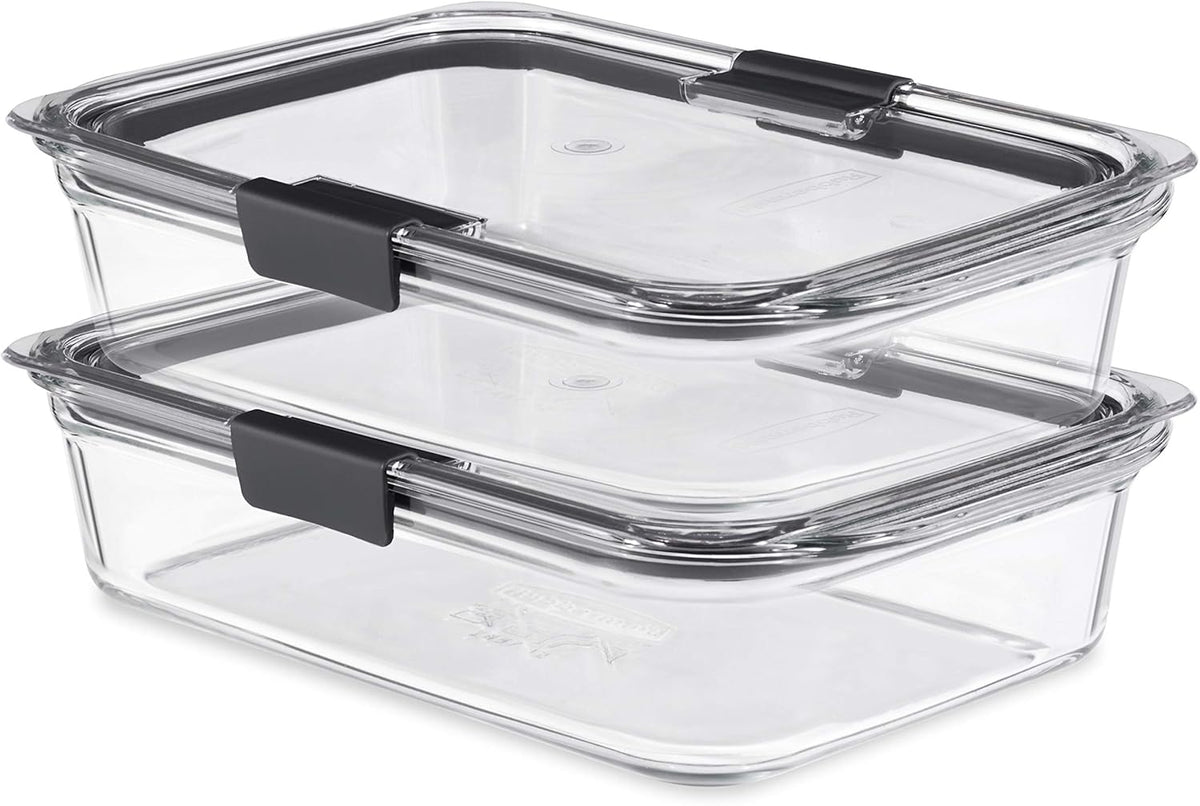 8-Piece Glass Food Storage Containers with Lids, Clear/Grey D528829