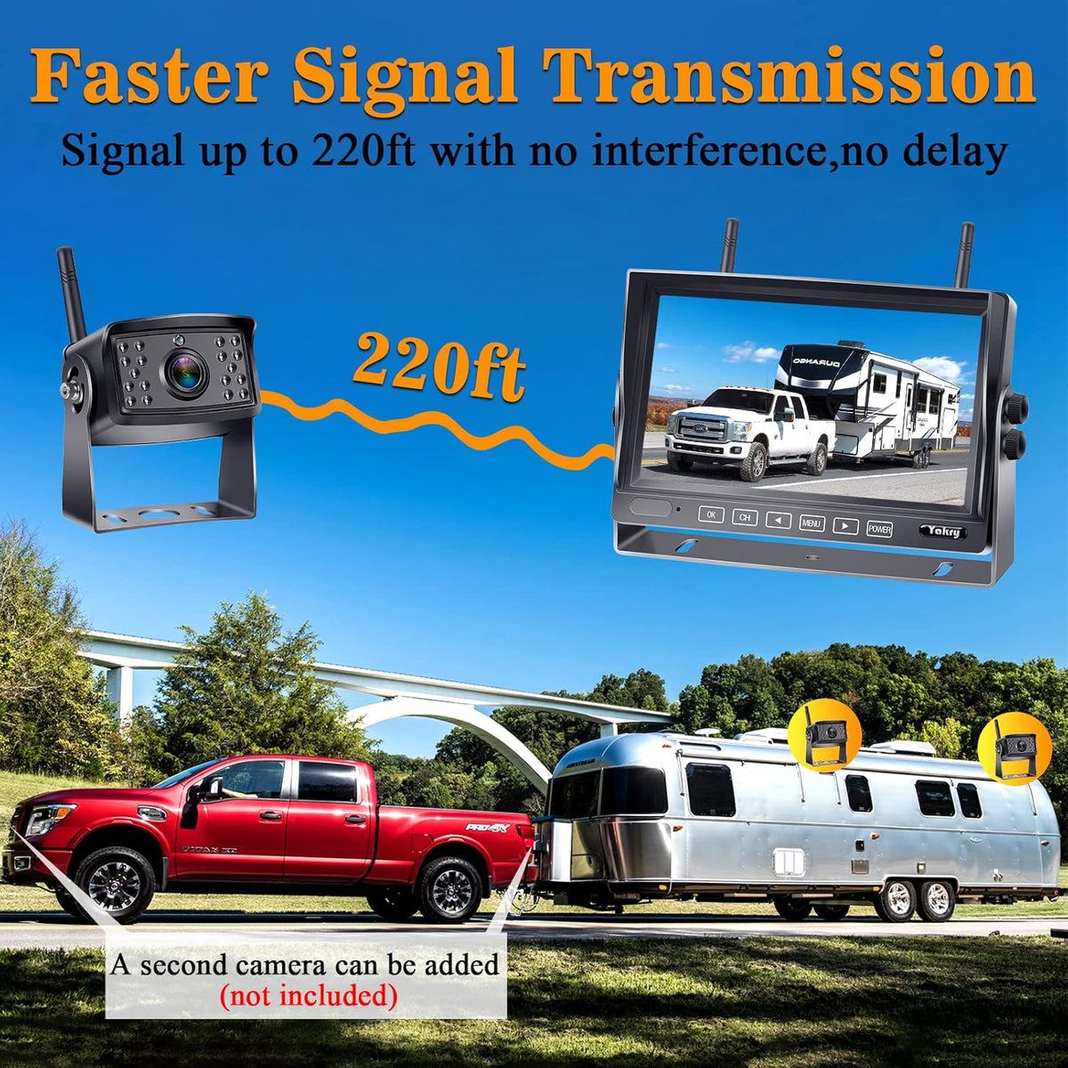 HD 1080P 7 Inch Monitor Wireless Backup Camera System V365823