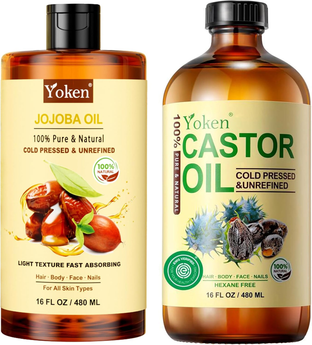 16oz Each 100% Pure Cold Pressed Virgin Carrier Oil Set X9945