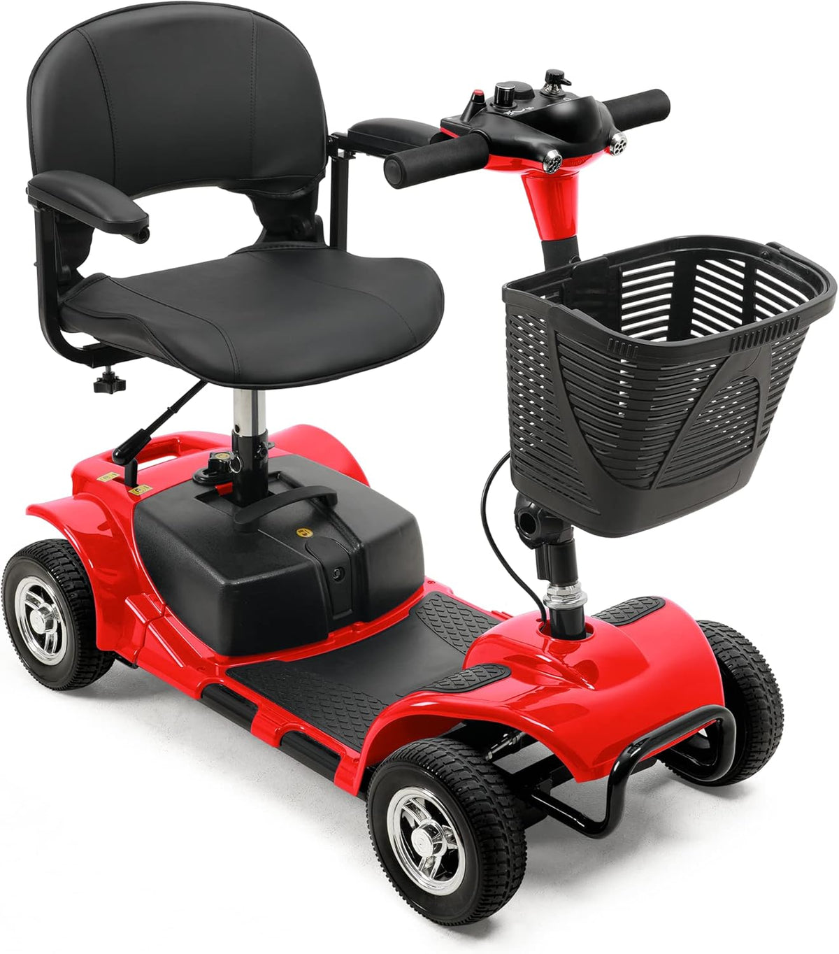 Red 4 Wheel Mobility Scooter with Basket and Extended Battery B228090