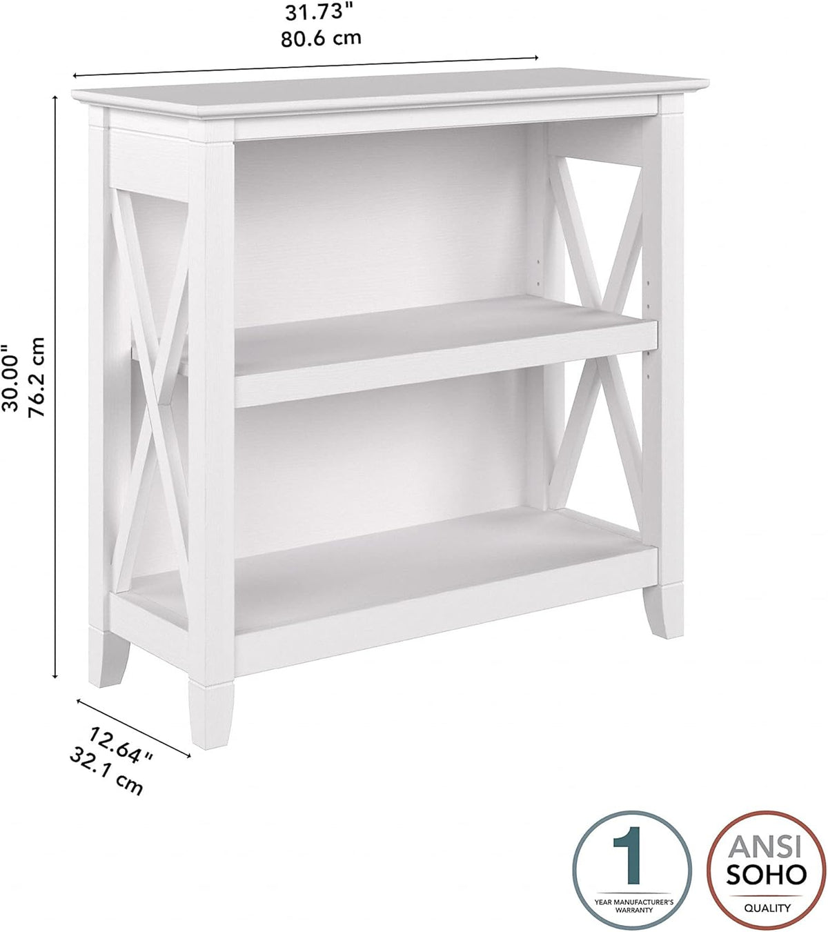 2 Shelf Bookcase in Pure White Oak V1006
